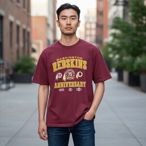 Vintage Washington Redskins T-Shirt XL 75th Anniversary Reebok NFL Football Red